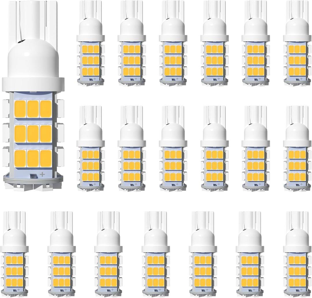 30 Pcs C921 921 912 LED RV Bulbs,Super Bright Warm White T10 194 168 175 3020 42-SMD 12VDC Recreational RV Camper Trunk Interior Fifth Wheel Outdoor Replacement bulb