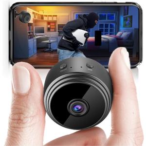2025 Upgraded Small Camera Wireless Indoor - WiFi Small Cameras Wireless - 1080P HD Home Security Camera Vision (Black)