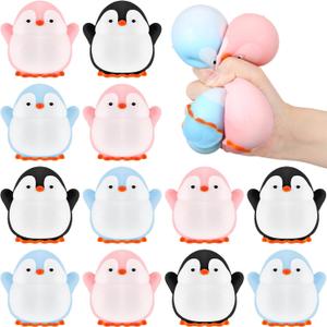 Meooeck 12 Pcs Penguin Stress Balls Winter Party Favors Cute and Fun Penguin Fidget Balls for Adults for Birthday Winter Stuffer Gift for Party Decorations Ideal for Autism (Colorful)