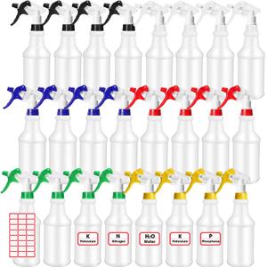 Rtteri 24 Pcs 16 Oz Plastic Spray Bottle for Cleaning Solutions Bulk Empty and Reusable Leak Proof Spraying Bottles for Cleaning, Water, Auto Details, Commercial, Bathroom(Multi Color)