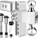 METOWARE Adjustable Trailer Hitch - Aluminum Drop Hitch Fits 2.5-Inch Receiver - Heavy Duty Tow Hitch with 6-Inch Drop/Rise for Truck (18,000 LBS GTW), Double Stainless Steel Locks & Hitch Pin