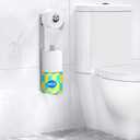 2 x Longzon Brushed Nickel Toilet Paper Holder Wall Mount, Self Adhesive Toilet Paper Holder Storage for 3 Roll Tissue, Premium 304 Stainless Steel Stick On Toilet Paper Roll Holder for Bathroom, Silver