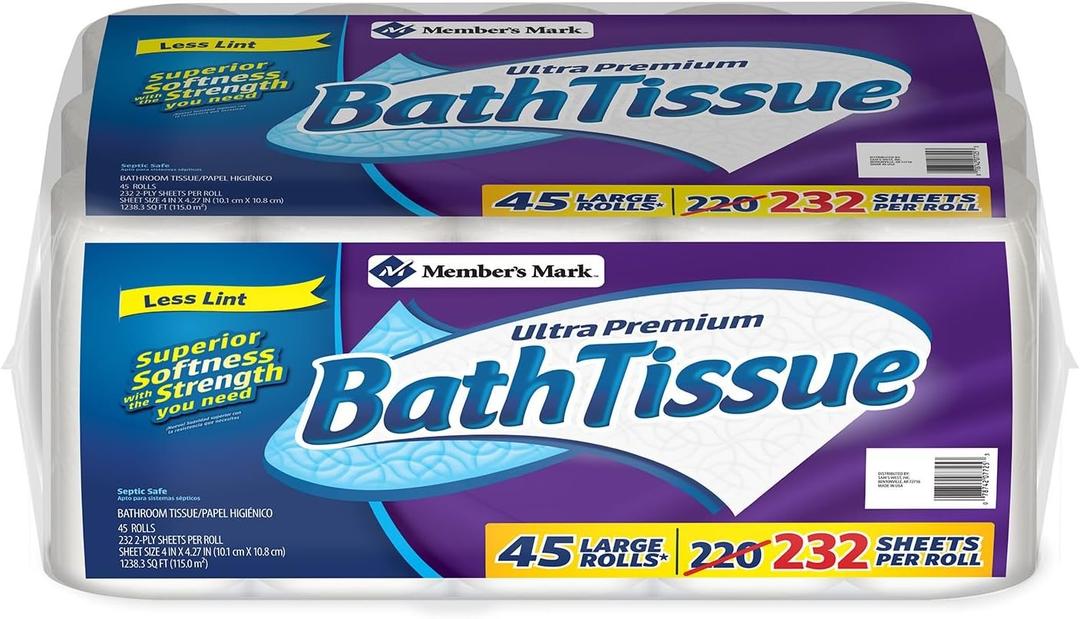 Member's Mark Ultra Premium Bath Tissue, 2 ply (235 sheets, 45 rolls) (45 Count (Pack of 1))