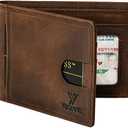 YBONNE Functional Compact RFID Blocking Bifold Wallet for Men, Made of Finest Genuine Leather