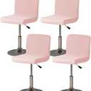 Gollense Bar Stool Covers Set of 4 Stretch Pub Counter Stool Chair Covers with Backs, Washable Square Swivel Barstool Seat Slipcover with Elastic Bottom for Low Short Back Dining Chair (Pink)