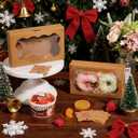 50Pcs DIY Assembly Brown Cookies Boxes, Small Treat Box with Window, BakeryTreat Boxes Packaging for Chocolate Strawberries, Donuts, Cupcakes, Muffins, Dessert (6.77  4.33  1.49 Inches)