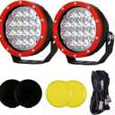 BIGLION.X 5Inch 2Pcs 160W Red Round Offroad Lights 18800LM Super Bright Amber Offroad Driving Lights Yellow Work Lights Waterproof IP68 12V 24V with Wiring Harness for Trucks Pickup ATV UTV SUV
