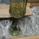 7OZ Plastic Wine Glasses, Reusable Vintage Goblets Unbreakable Drinking Glasses Crystal Water Cups Champagne for Wedding, Parties (24, Light Green), 2.65 Inches X 6.6 Inches