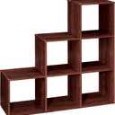 ClosetMaid Cubeicals 3-2-1 Cube Storage Shelf Organizer Bookshelf, 3 Tier, Steps, Corner Unit, Easy Assembly, Wood, Dark Cherry Finish