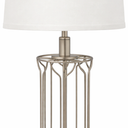 20" Modern Table Lamp With Cage Metal Base And White Shade