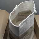 Casaphoria Natural Woven Cotton Rope Storage Basket for Organizing Towels Blanket Laundry Baskets for Bathroom,Tall Laundry Basket for Bedroom,Bicolor Round Woven Hampe with Handles for Living Room (White & Brown)