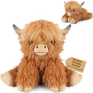 Coolable & Microwavable Highland Cow Stuffed Animal, Sitting & Laying Weighted Stuffed Animals Plush for Kids, Women, Girls, Lavender Scent Highland Cow Gifts, Heated Plush for Period Cramp