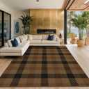 JTJ Easy Jute 8x10 Outdoor Rug, Brown Checkered Farmhouse, Washable