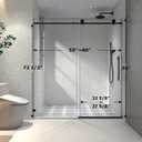Single Sliding Shower Door,55"-60" W x 76" H Frameless Shower Door with 5/16" (8mm) Thick SGCC Tempered Glass W/Adjustable Soft Closing,Bathroom Glass Door for Spa（Matte Black）