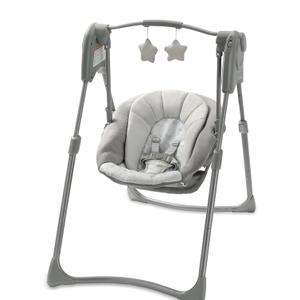 Graco Slim Spaces Compact Baby Swing, Space Saving Portable Bay Swing with Height Adjustable Legs & Soft Toys, Reign, 7.9"D x 14.8"W x 24.49"H
