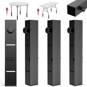 Square Folding Table Leg Extenders, 3-Level Adjustable Table Leg Risers