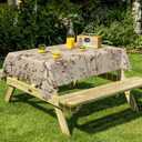 Spring Boho Farmhouse Vintage Floral Botanical Polyester Rectangle Tablecloth Table Cloth Waterproof Wipeable Wrinkle Free Oblong Tablecloth for Kitchen Dining Patio, 60 x 84 Inch, Beige
