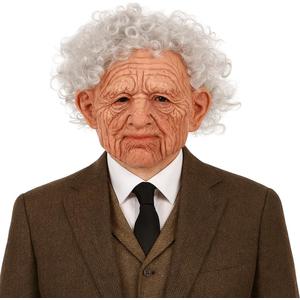 2025New Realistic Old Man Lady Mask Adult Creepy Grandpa Mask White Hair Wrinkles Wig Props for Halloween Party (B)