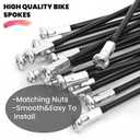 14G Bike Spokes 2mm Bicycle Spokes MTB Road Bike Wheels Black Spokes Steel 76mm-305mm with Nipples 38pcs(Black,14G-204mm)