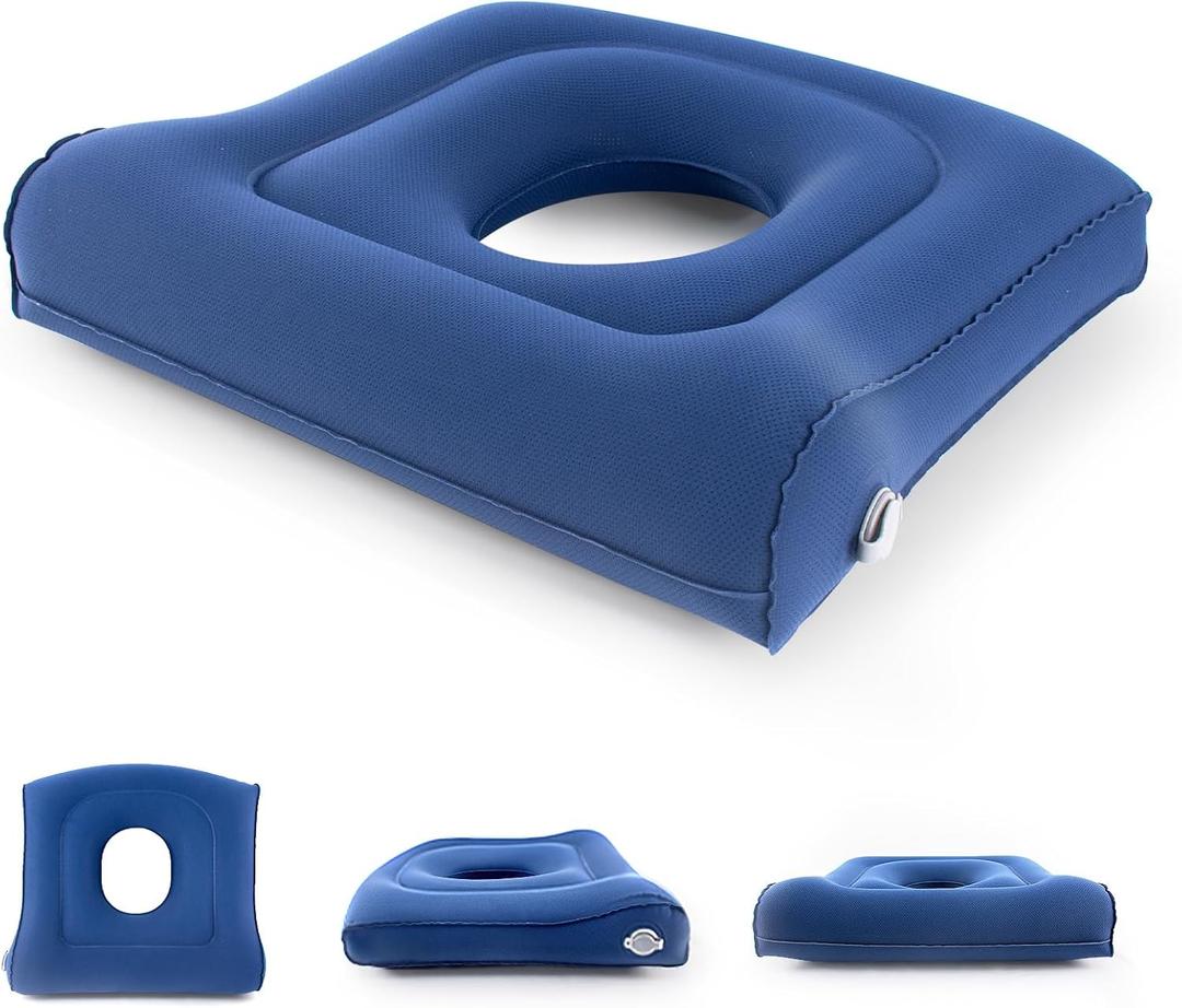 Inflatable Donut Cushion Seat,Height Adjustable Hemmoroid Pillow,Portable BBL Life Cushion:Pressure Relief for Hemorrhoid Treatment,Tailbone Pain,Bed Sore,After Surgery (Blue)