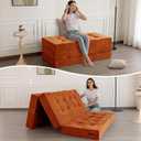 MAXYOYO 6" Folding Sofa Bed for Floor, Tufted Tri-Fold Floor Mattress, Queen