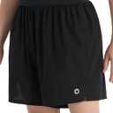 PATPAT Boys 2-in-1 Shorts, Ultra-Light Quick-Dry Mid-Thigh Athletic Shorts with Mesh Liner for Kids Running Soccer Training (Hyper Black), Large