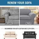 H.VERSAILTEX 3 Piece Stretch Sofa Covers for 2 Cushion Loveseat Couch Covers for Living Room Sofa Slipcovers (Base Cover Plus 2 Seat Cushion Covers) Thicker Jacquard Fabric(Medium Sofa, Dove)