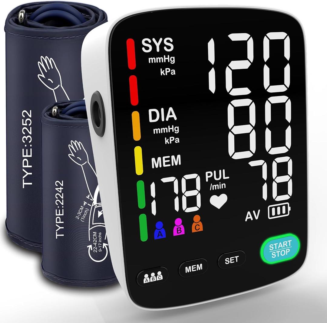 Blood Pressure Monitor for Home Use,Automatic Upper Arm Blood Pressure Machine with 3x199 readout,5.4 inch LED Large Screen,Adjustable Two Cuff 9/17 or 13/21 inches XL Cuff