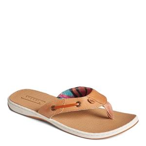 Sperry Women's Seafish Leather Flip Flop Sandal, Tan, 5.5