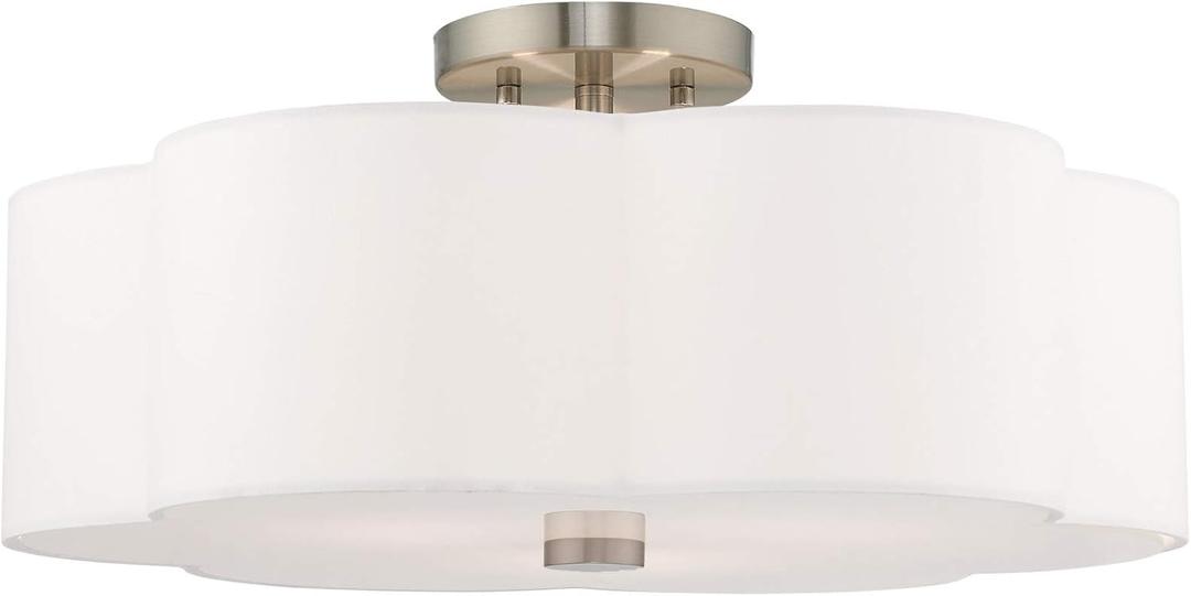 Livex Lighting 3-Light Ceiling Mount, Brushed Nickel, 18"L x 18"W x 8.5"H