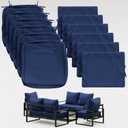 Thick Outdoor Back&Seat Cushion Covers 22×24×4in 6Pcs for Patio Furniture with Zipper Closure and Handle, Waterproof Replacement Slipcover for Garden Rattan Chair Sofa, Blue