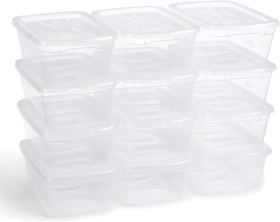 Rubbermaid Cleverstore 6 Qt Clear Storage Bins with Lids, 12Pack, Stackable, BPAFree, Made in USA