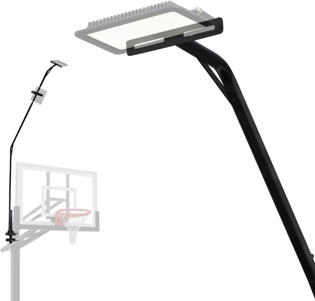 PROGOAL Basketball Hoop Light Support Frame Universal Fit for 12x8 8x6 6x6 5x5 Poles Solar Light Mounting Bracket Sturdy Galvanized Steel Labor Saving Arm Design (Light Not Included)
