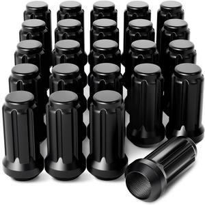 Orion Motor Tech M14x1.5 Lug Nuts Black with Spline Tuner, XL 2 inches Length Conical Wheel Nut, Compatible with Chevy GMC Ford Cadillac Lincoln SAAB Saturn Silverado 1500 Savana, Set of 24