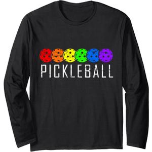 Pickleball Long Sleeve T-Shirt (Black, S)