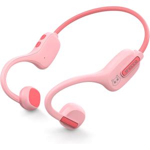 IFECCO Kids Open Ear Headphones - Kids Girls Bluetooth 5.3 Conduction Headphones with Mic,Ultra-Light,IPX5 Waterproof and Safer for Children Wireless Headphones,Perfect for School Travel Gifts (Pink)