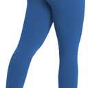 Sustainable Butt Lifting Capri Leggings with Pockets for Women, High Waisted No Front Seam Tummy Control Workout Yoga Pants (Blue, L)