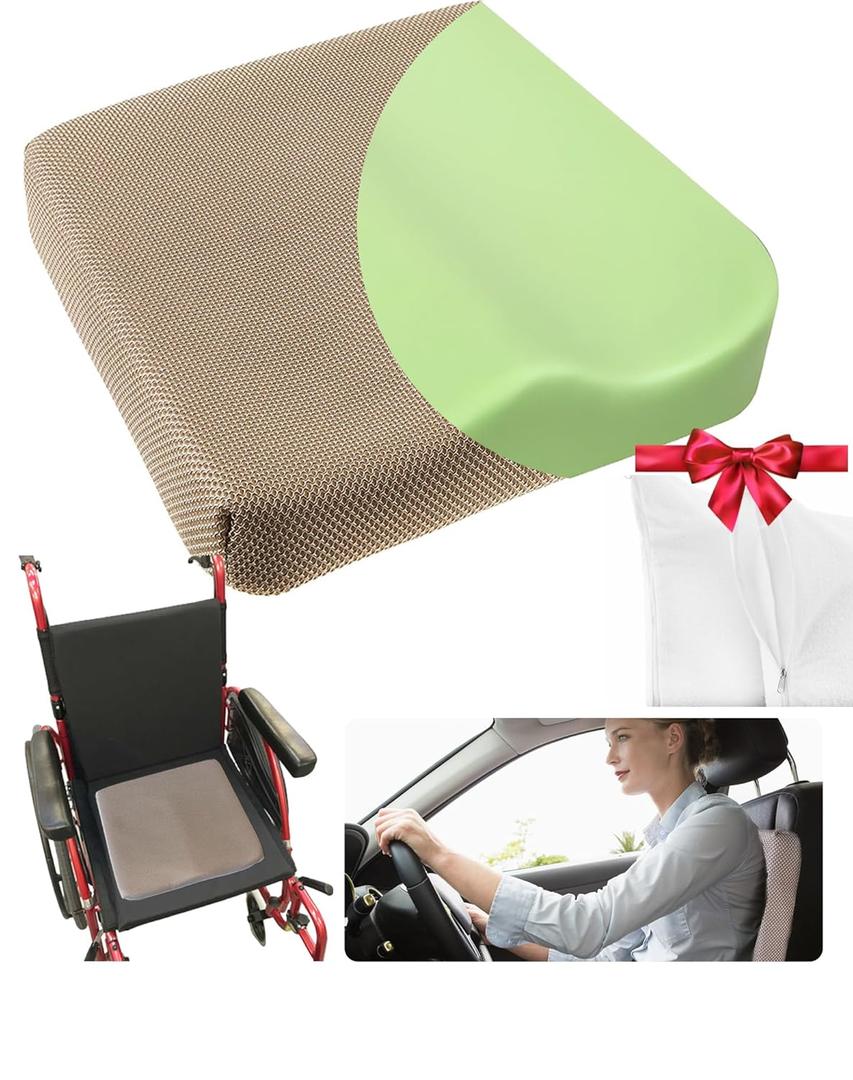 Wheelchair Cushions for Bed Sores, Outperform All Seat Cushions In Pressure Relief & Pain Relief, Top-Dentity Memory Foam, Pressure Sore Cushion, Seat Cushion for Tailbone, Coccyx, Sciatica Pain Relief