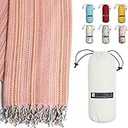 BAY LAUREL Turkish Beach Towel with Travel Bag 39 x 71 Quick Dry Sand Free Lightweight Large Oversized Towels Light