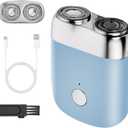 New Model Mini Dual-Head Electric Shaver, Upgrade Pocket Shaver, Washable Double Head Razor, Mini Portable Razor, Rechargeable Waterproof Electric for Men (Blue)
