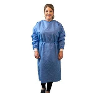 Disposable PPE Isolation Medical Gowns 100-Pack Level 2, Full Back Coverage, Double Tie Closure, SMS 35g Material, Knit Cuffs, Unisex, Professional Blue for Healthcare & Lab Use, One Size