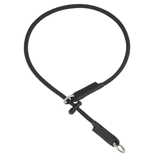 Martingale Dog Collar, 5/16” High-Strength Nylon Rope Slip Collar with Spring-Loaded Adjustable Stopper for Small, Medium & Large Dogs(Black, 26 inch)