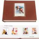 Veicevol Photo Album with Writing Space for Fujifilm Instax Mini 12 11 9 40 90 8 7 Evo Liplay Instant Camera, 64 Pockets Photo Album for Polaroid, Leather Cover Handmade Paper 2x3 Photo AlbumBrown