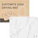 Stone Dish Drying Mat for Kitchen Counter, Quick Drying Diatomaceous Earth Dish Drying Mat with 4 Metal Brackets for Kitchen Sink, Size 15.7 x 11.8 Inches, White Marble Style