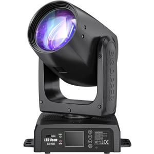 Big Dipper LB150 150W Moving Head Beam Light - DMX512 Controlled Stage Lighting with 12 Colors & 12 Gobos, Sound-Active, Auto Programs for DJ Show Concert Beam Angle 2.8