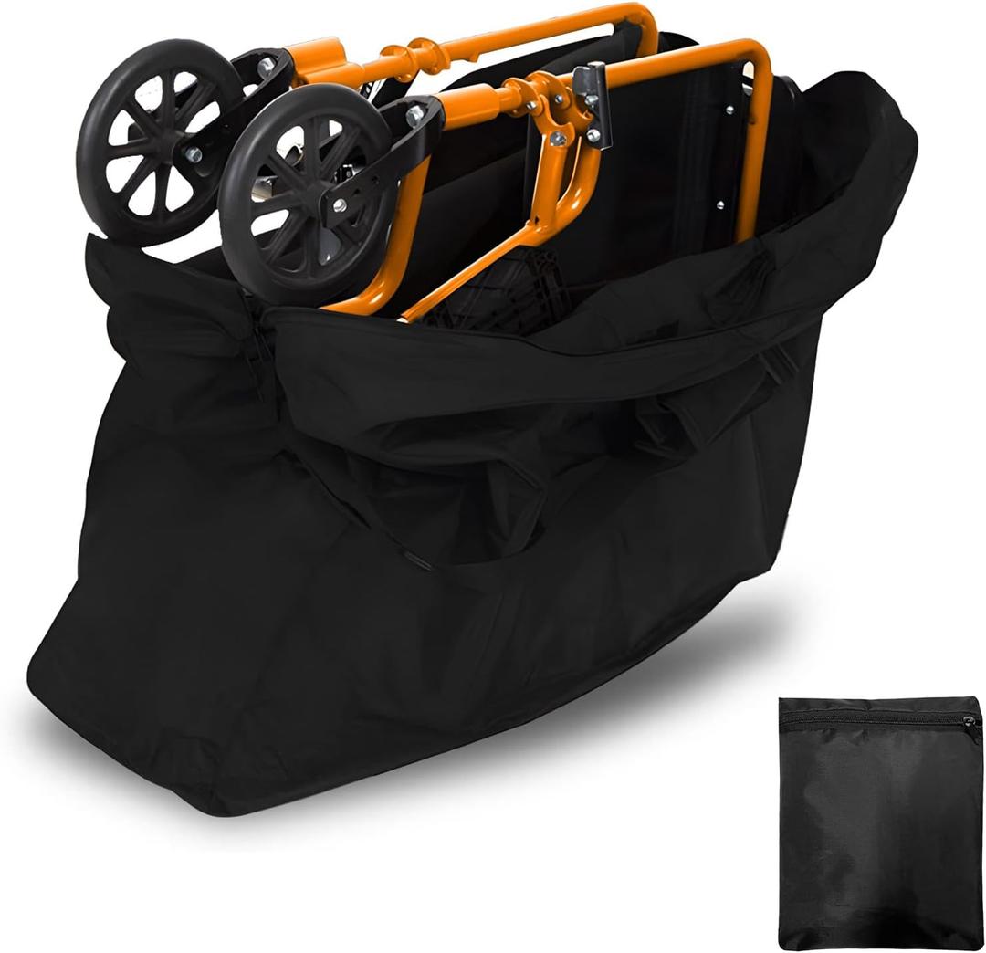 Rollator Travel Bag 600D Waterproof Wheelchair Carry & Travel Bag for Rollator Walkers & Transport Chairs Folding Walker Accessories Portable Walker Bags 37.4" L x 13" W x 29.9" H Black