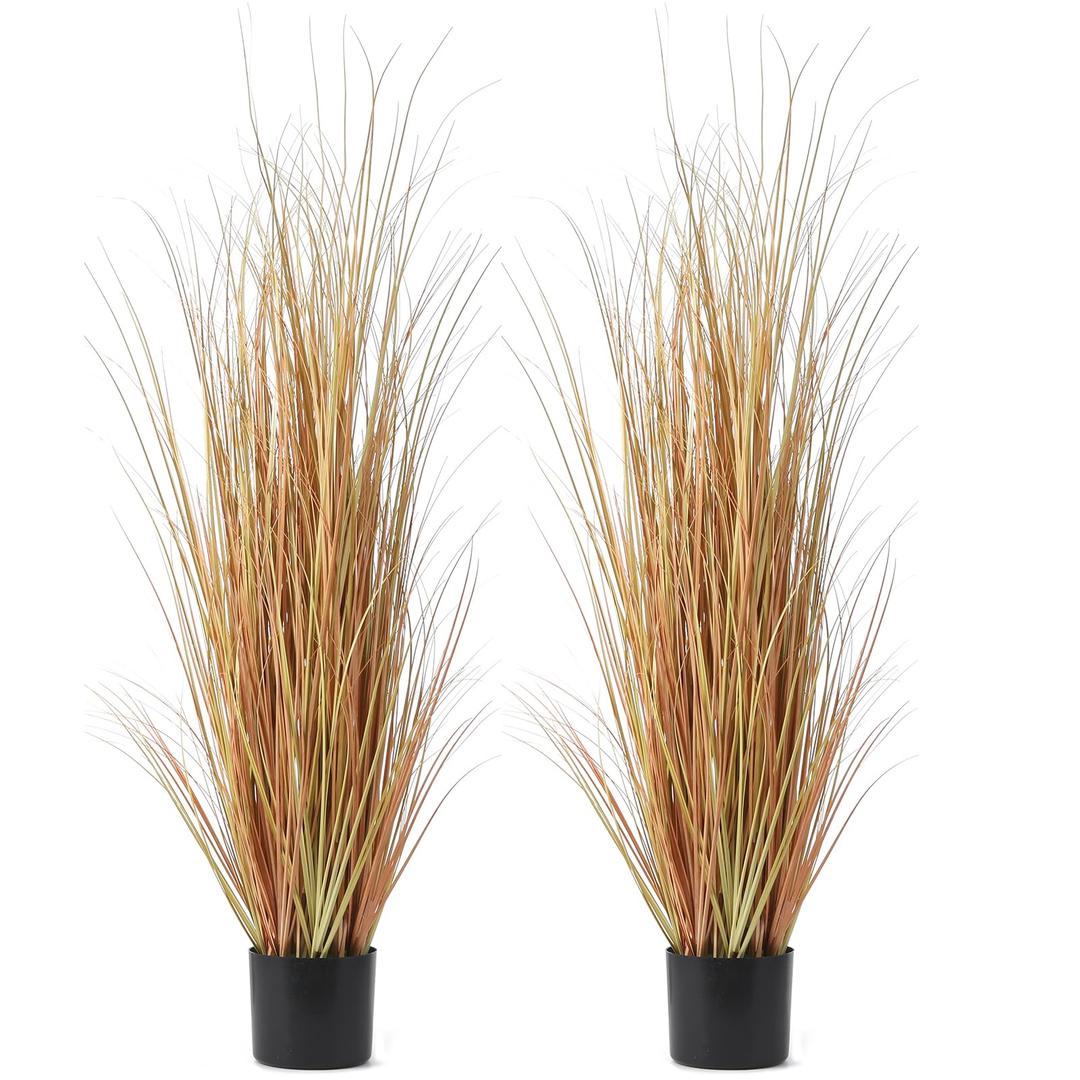 2 PCS 3 ft Tall Autumn Artificial Grass Plant for Outdoor Indoor Fake Plant