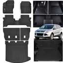 Floor Mats & Trunk Mat & Backrest Mat for 2013-2018 2019 Ford Escape,TPE All Weather Protection Car Floor Liners with Cargo Liners Velcro Covering The Backrest