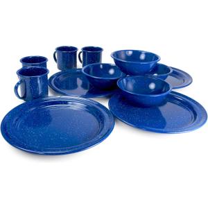 4-Person Enamelware Dining Set for Camping and Backpacking - Camping Gear Essentials for Camping and Backpacking by Caddis Sports