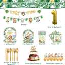 177 PCS Wild One Birthday Decorations, Jungle Adventure Birthday Decorations Include Animal Plates, Napkins, Tablecloth, Backdrop and Other Supplies Suitable for Baby Party, Can Serve 20 Guests